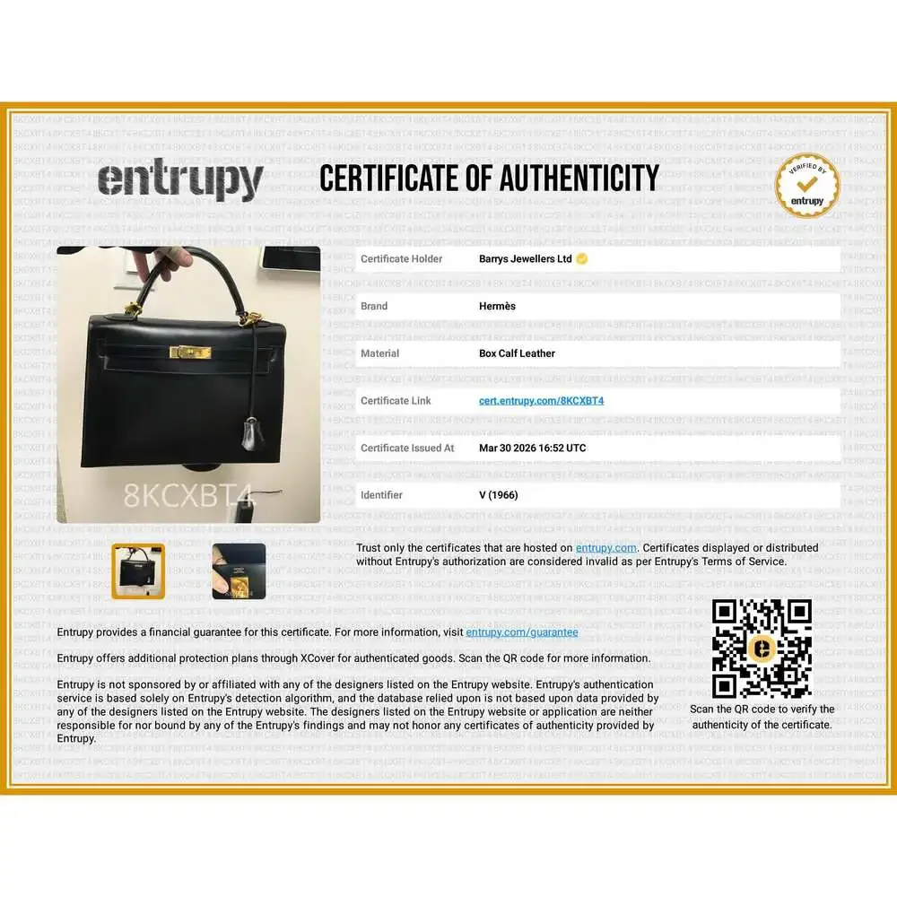 Kelly 32 Black Sellier Box Leather Bag with Gold Hardware
